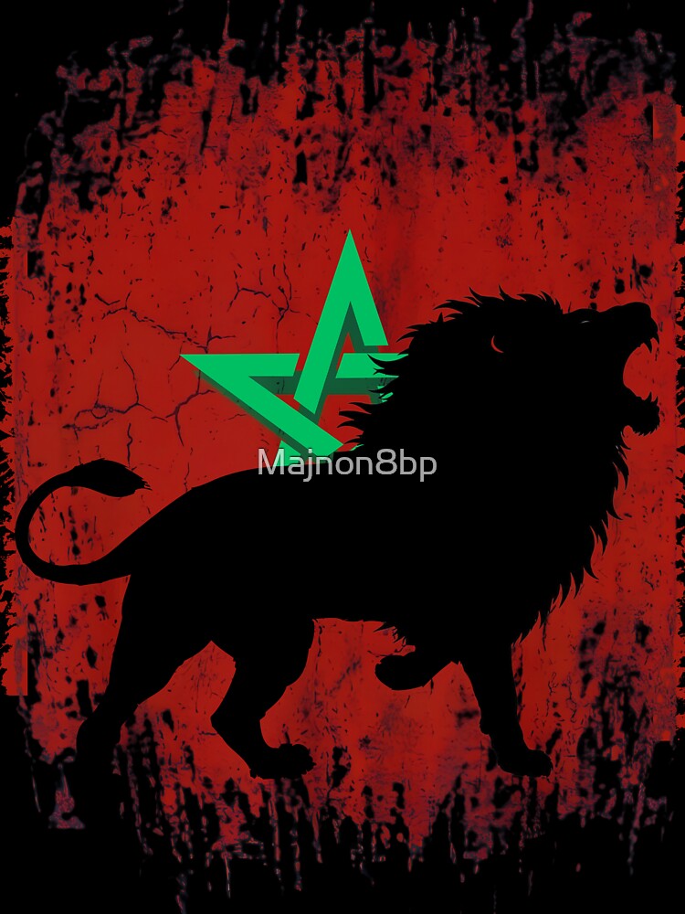 Moroccan Lion Patriotic Flag Heritage Distressed by Majnon8bp