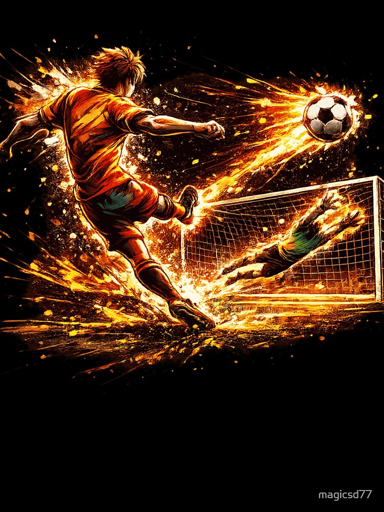 Soccer Goal Shot Action Graphic Football Player Art by MagicSD Designs