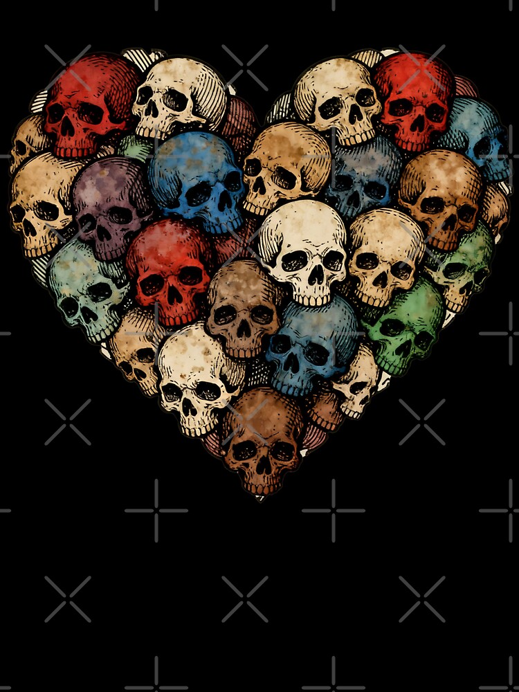 Vintage Gothic Skull Heart by Deviant Logic Design