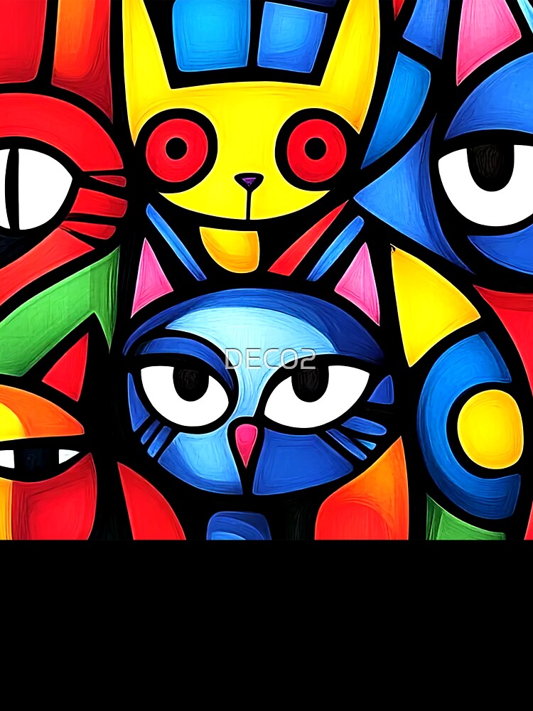 Pop Art-Inspired Colorful Vibrant Cats Abstract Designs by DEC02
