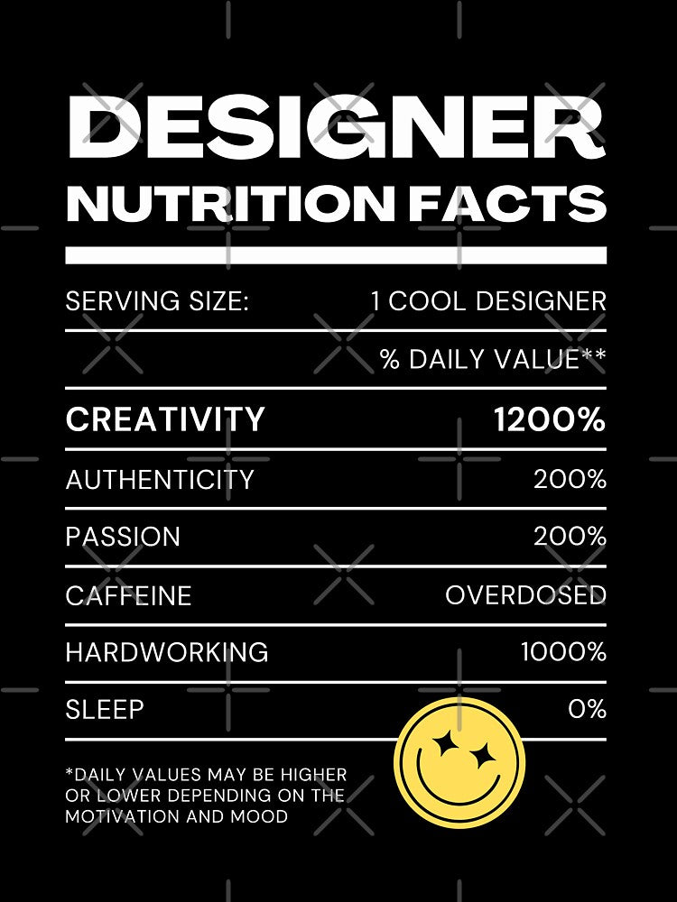 Designer Nutrition Facts (White Font Version) by QuixoticDigital