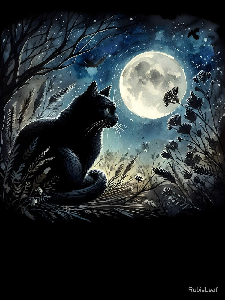 Black cat night by RubisLeaf