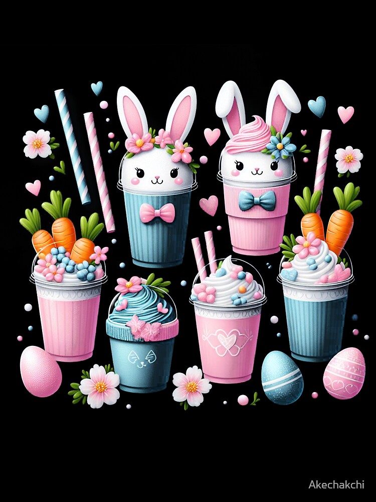 Cute easter day coffee lover bunny coffee lovers T-shirts by Akechakchi