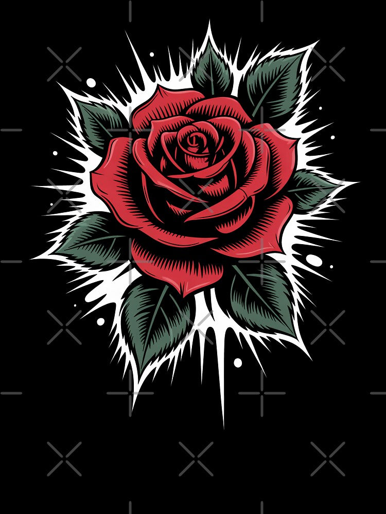 Goth Rose Spikey Burst Tattoo Art Dark Floral Design by Say It With Ink
