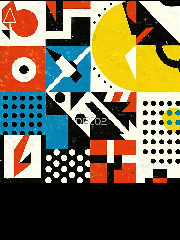 Bauhaus Grunge Mid-Mod Geometric Red, Black, White Abstract by DEC02