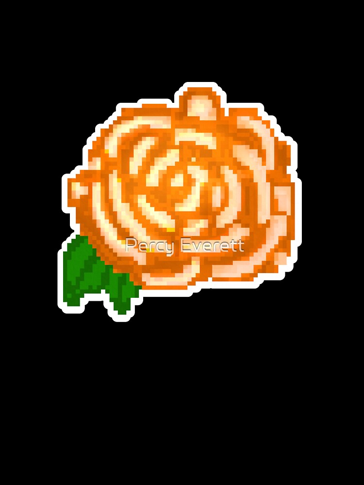 Pixel Art Orange Rose by Percy Everett