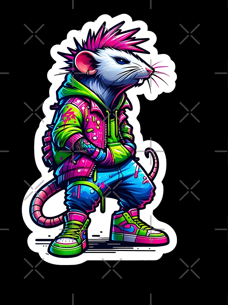 Male Neon Punk Rat Punks Not Dead by Mekone