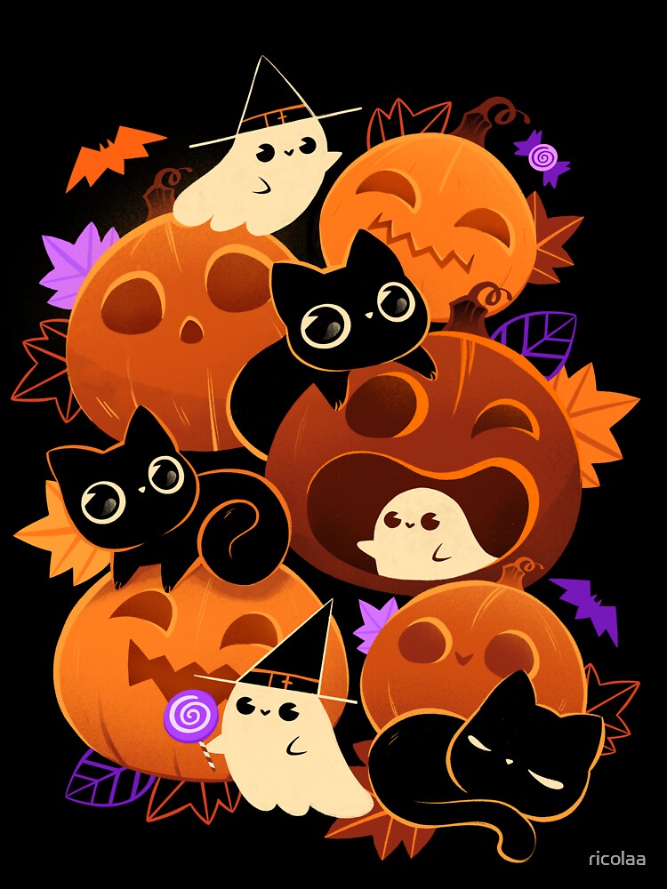 Halloween Cat and Ghost Party! by ricolaa