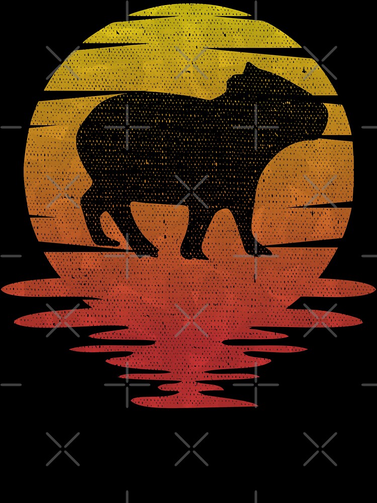 Vintage Capybara Silhouette Retro Sunset Cute Art by alenaz