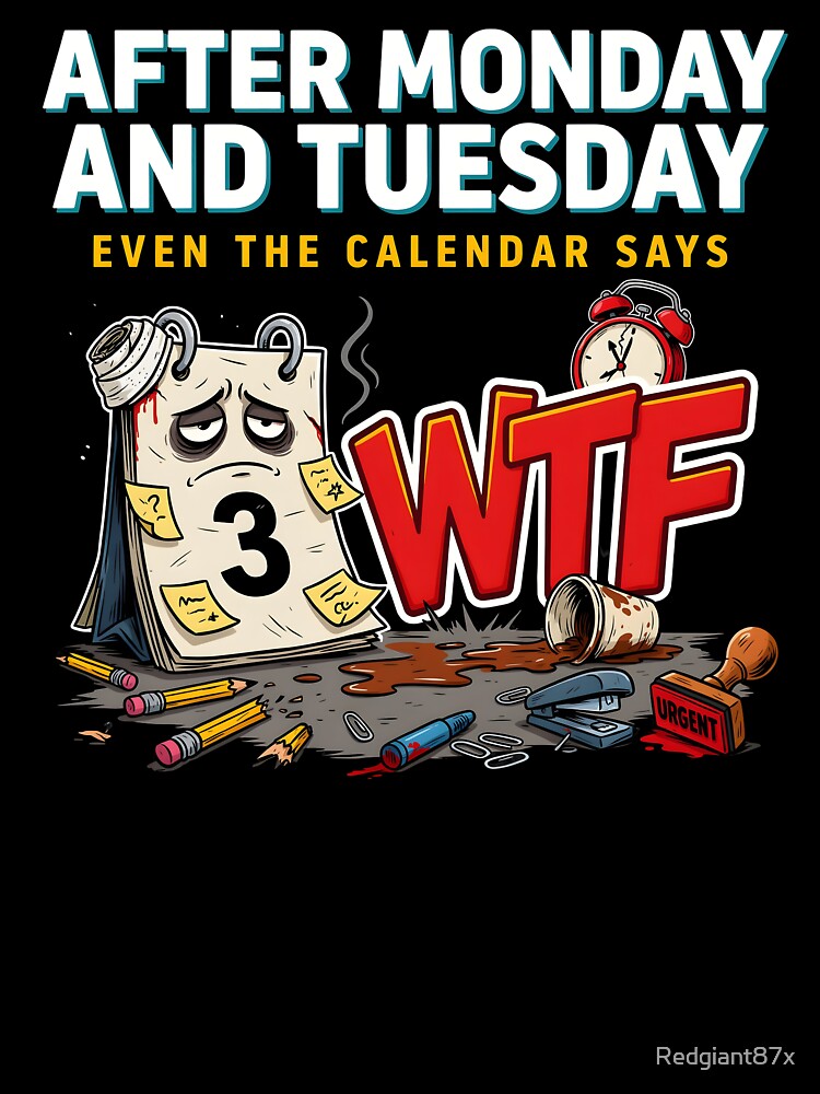 After Monday and Tuesday Even the Calendar Says WTF Funny Saying for Office Workers by Redgiant87x