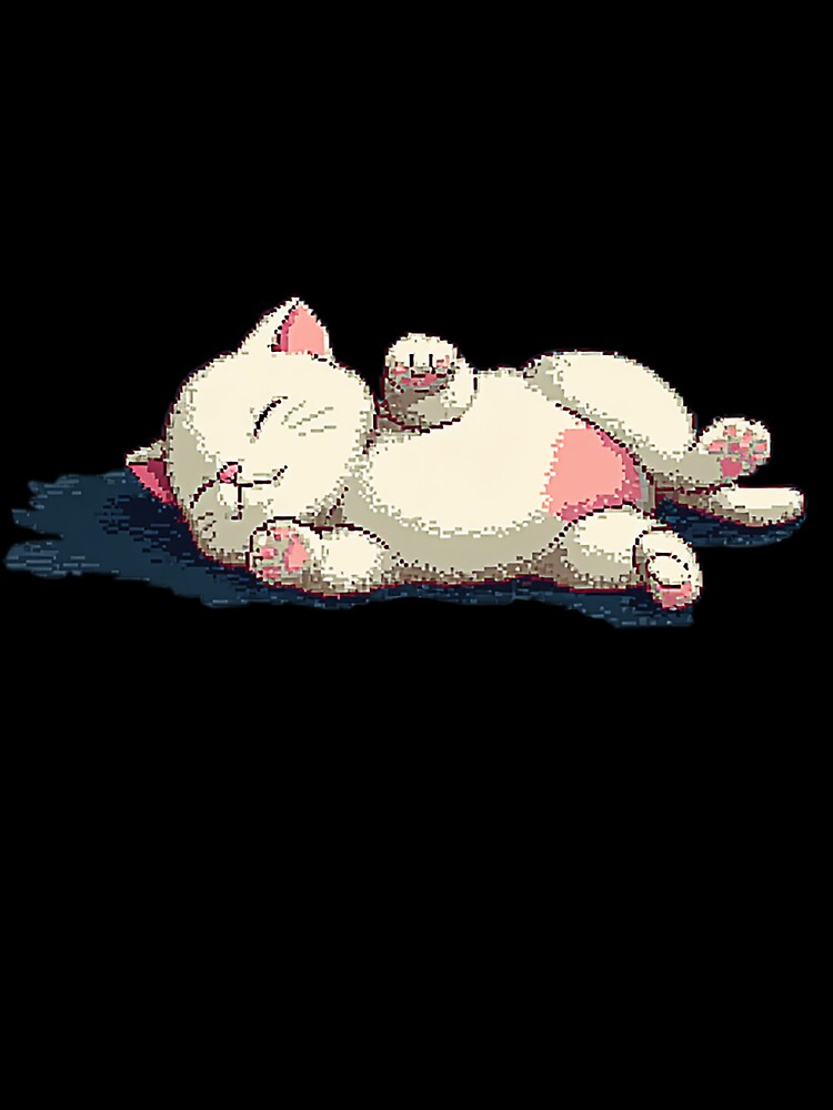 Pixel Art Sleepy Cat Lying on Back by Bambooartist
