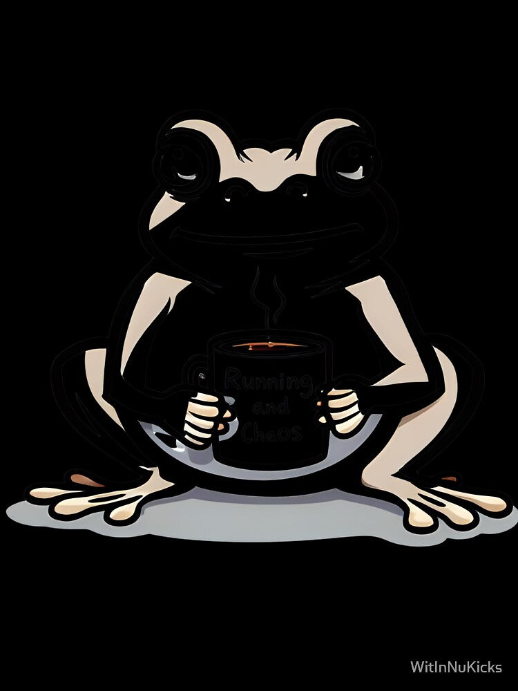 Frog With Cup "Running and Chaos" by WitInNuKicks