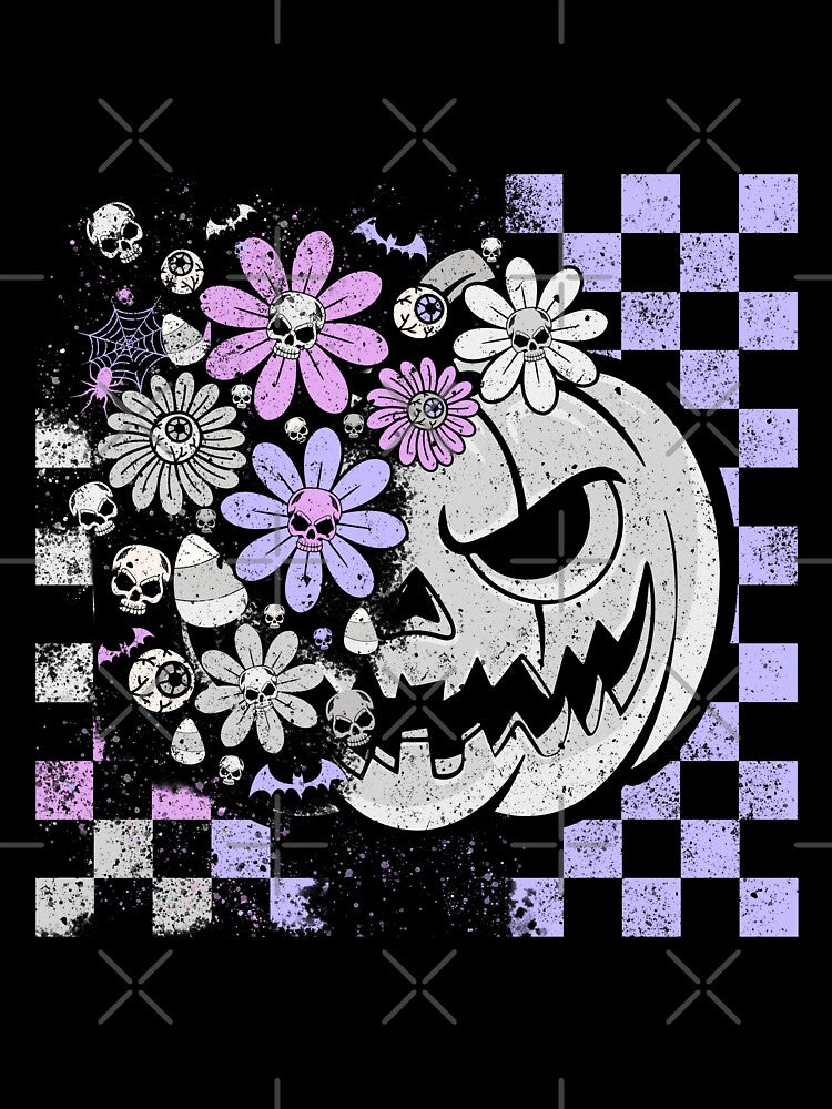 Pastel Goth Pumpkin – Skulls & Flowers Halloween Design by The Sandy Design Store