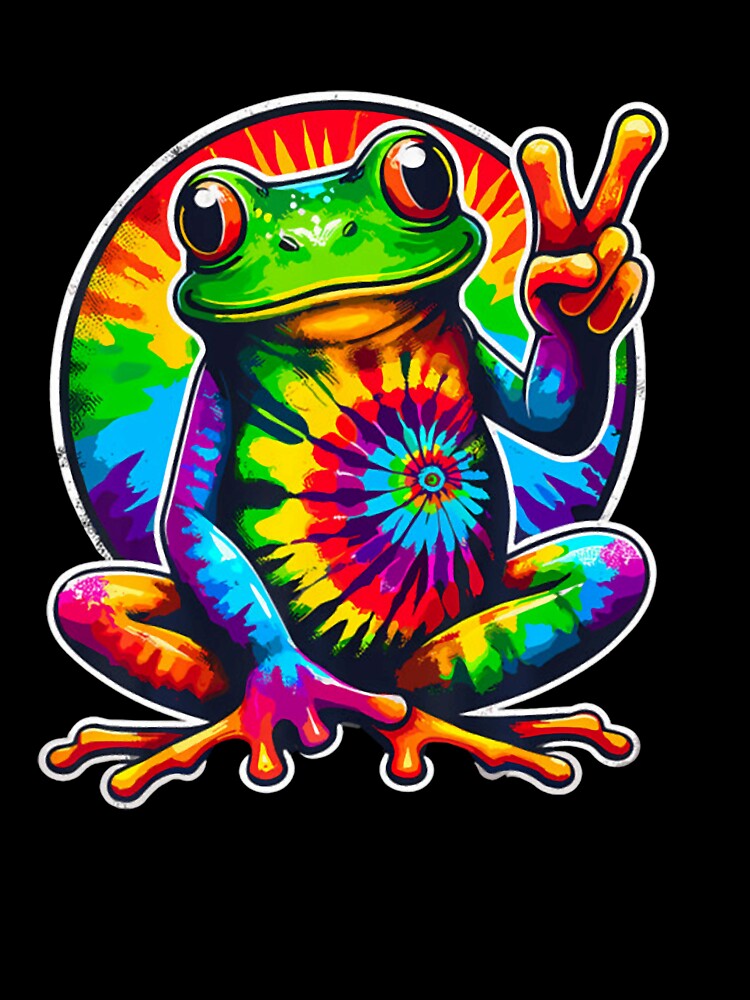 Tie Dye Frog Animal Peace Sign Hippie by benonarts