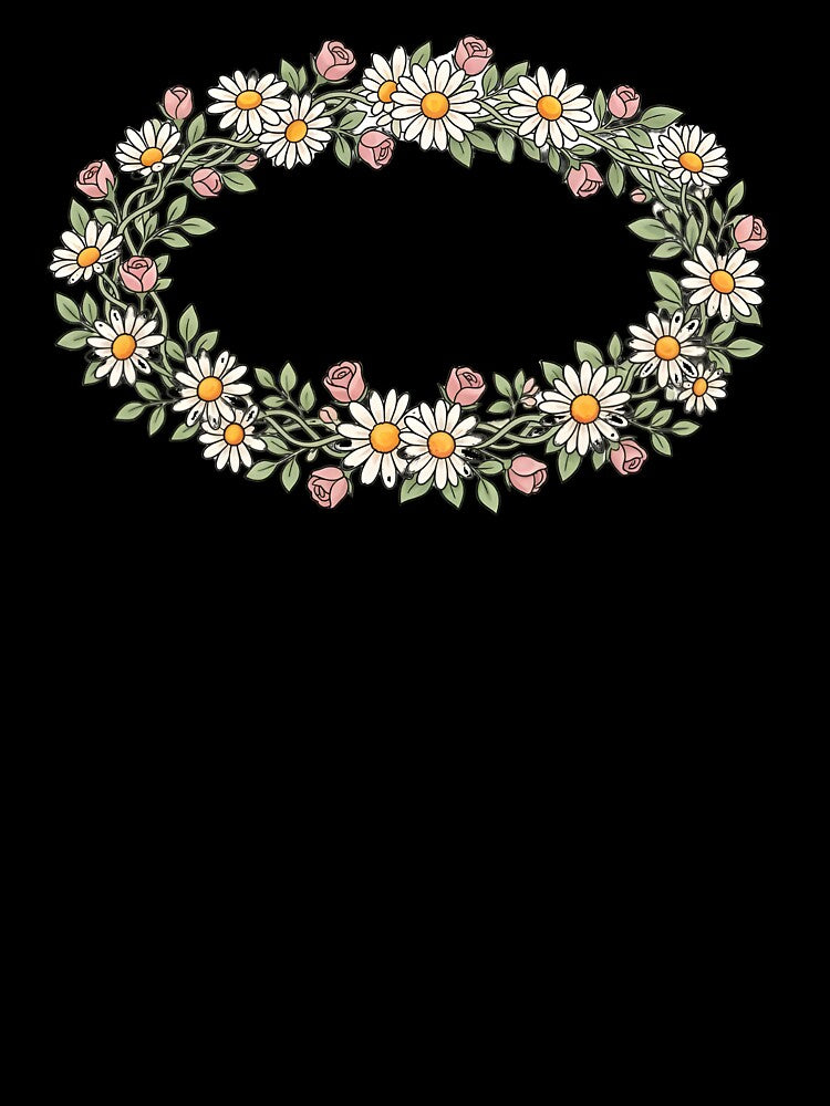 daisy flower crown pink rosebuds spring by Byte-shirt