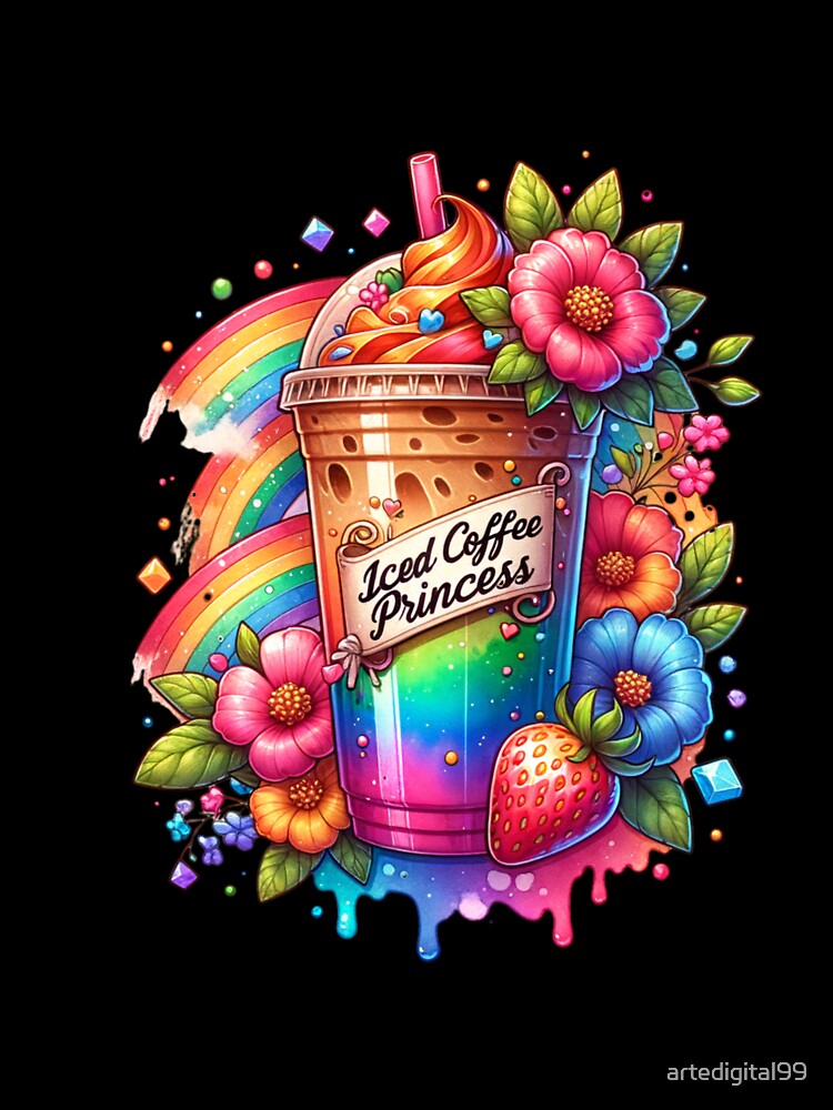 Copy of Iced Coffee Princess – Floral Coffee Lover Design for T-Shirts, Mugs, Stickers & More by artedigital99