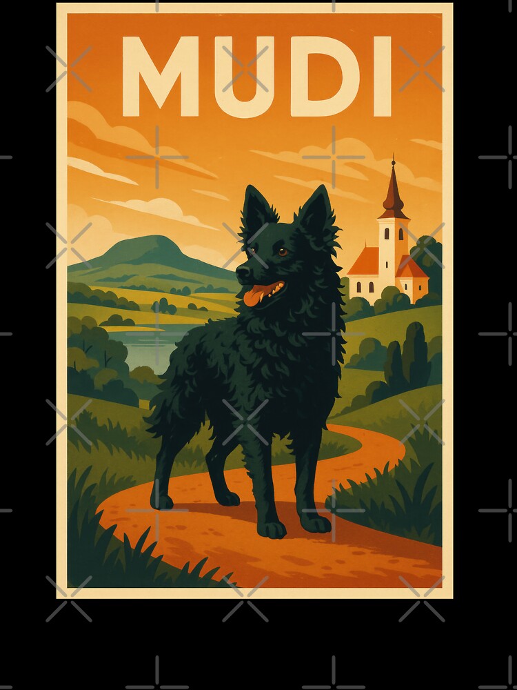 Mudi Hungarian Herding Dog Art by Flying Doggo