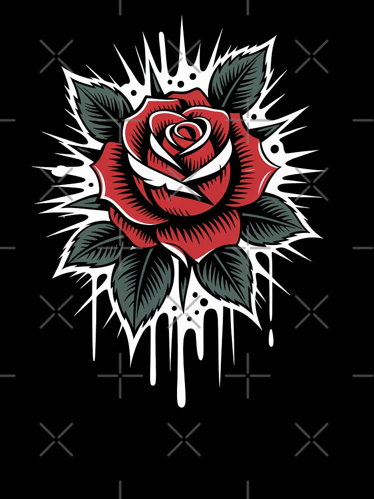 Gothic Rose Tattoo Style Drip Art Floral Design by Say It With Ink