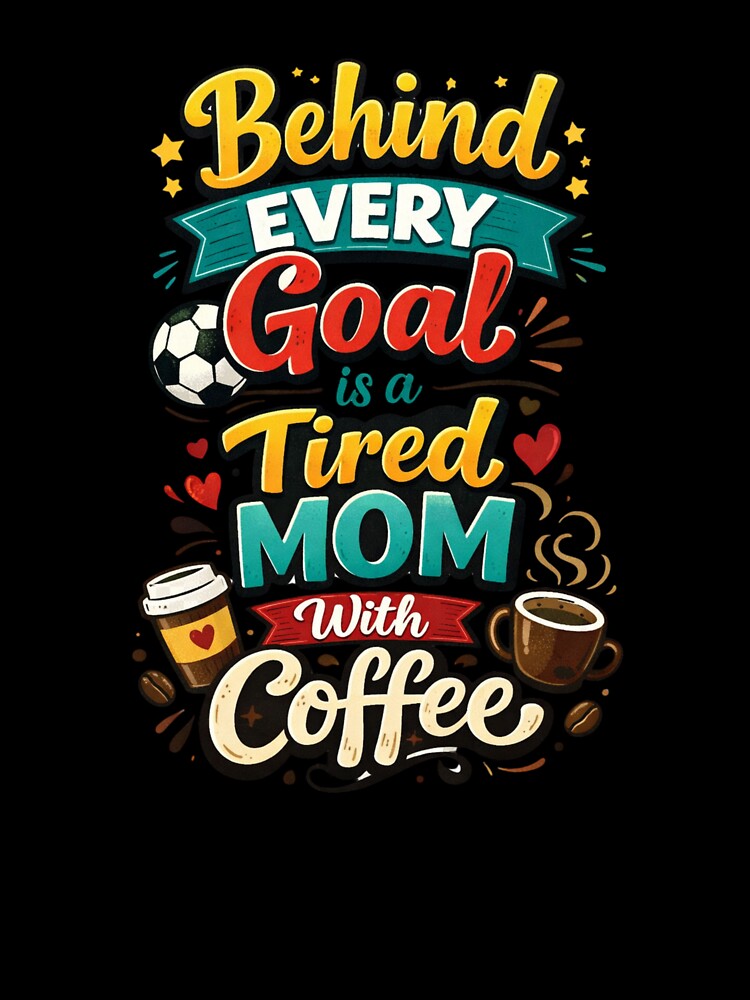 Behind Every Goal Tired Mom Coffee - Funny Soccer Parent Art - Caffeine & Sports by JLMWorks