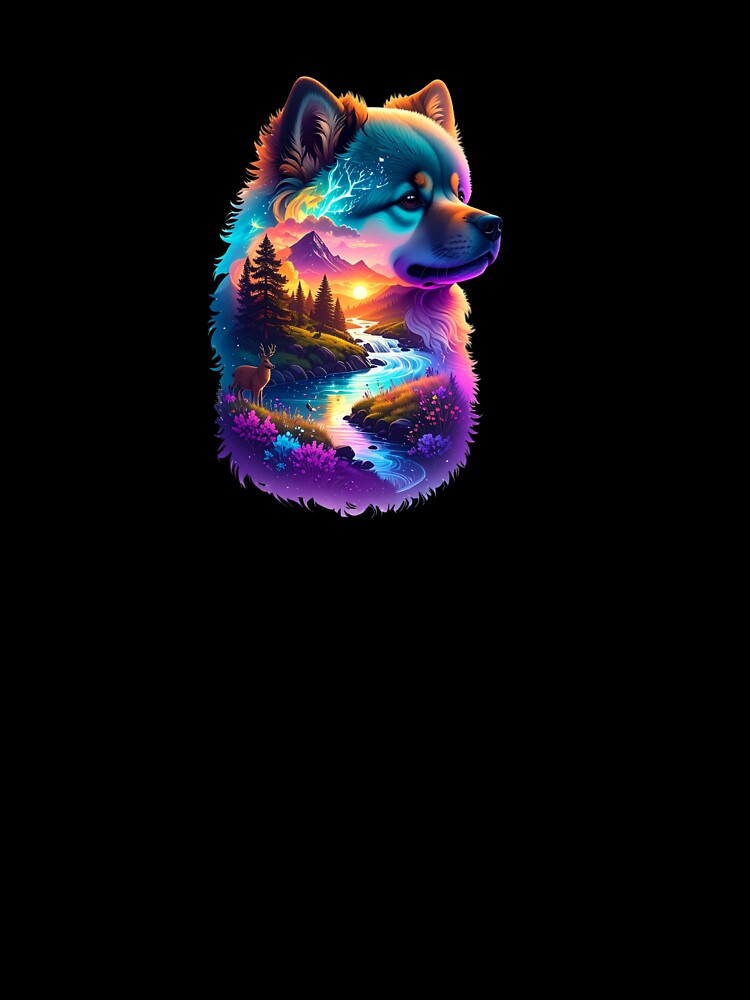 Luminous Pomsky Aurora Borealis Wilderness Graphic T-shirts,Tee by Alicjareign