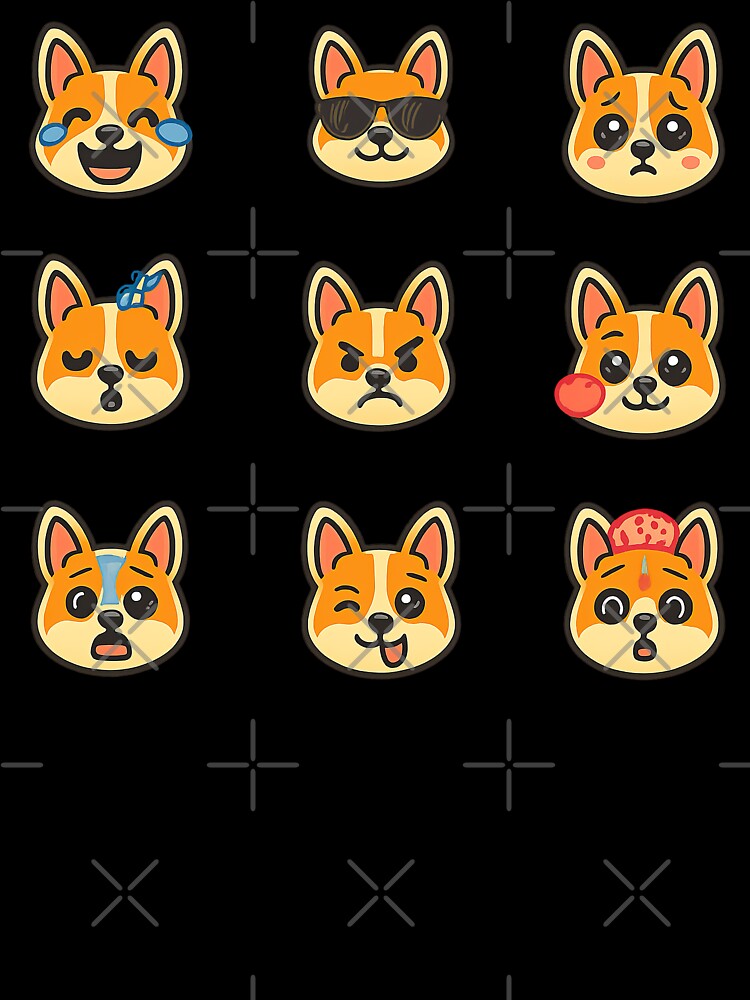 Cute Kawaii Corgi Emoji Set 1, Kawaii Corgi by graphic-genie