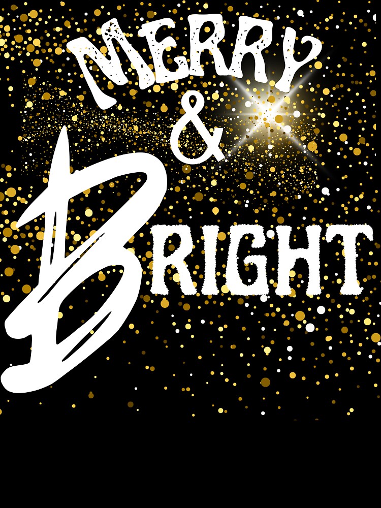 Merry & Bright – Festive Christmas Gold Sparkle Design by AdicretorDesign