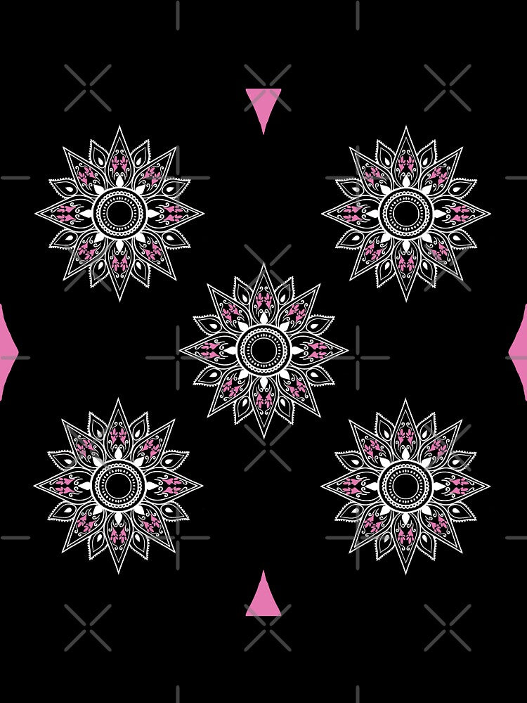 Flower patterns white on black by Chaoticzarts