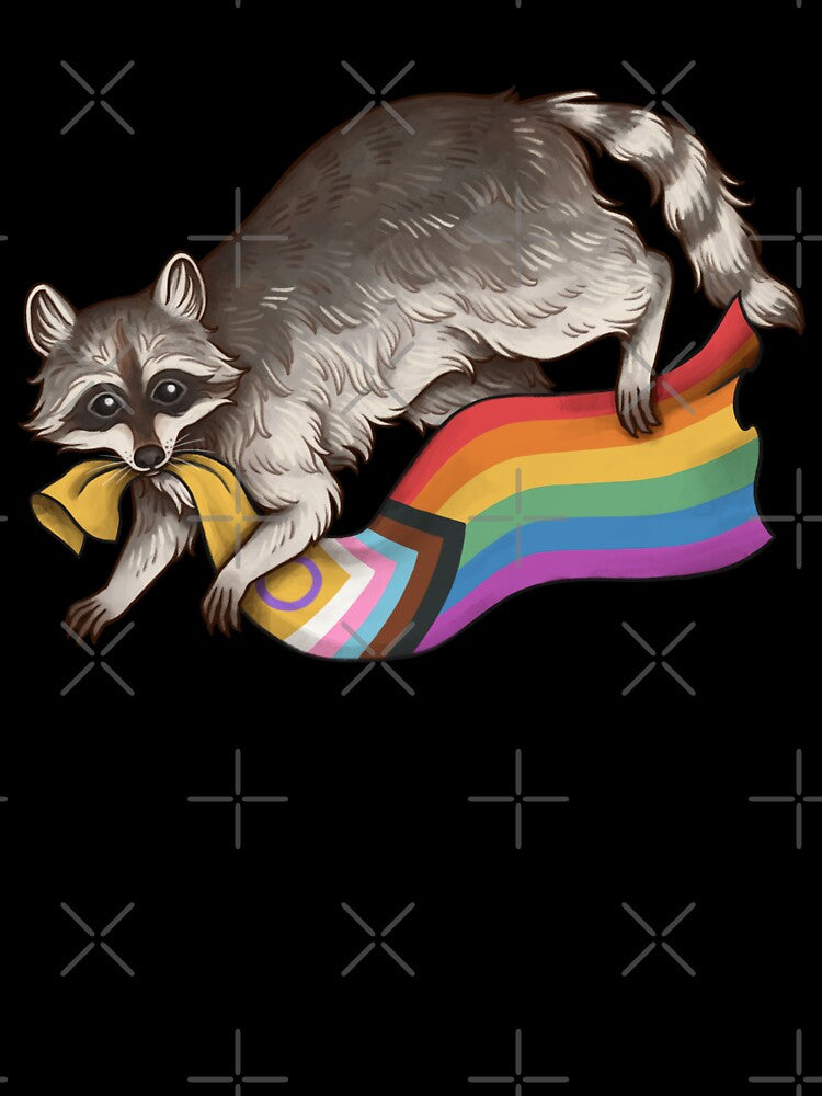 Inclusive Pride Flag Stealing Raccoon Trash Panda LGBTQIA QUEER BE GAY DO CRIME TRANS Alphabet Mafia Funny Pride Shirt CSD Pride Month by Veymoth