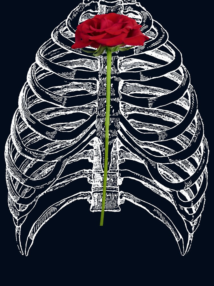 White Skeleton with Rose, Rib Cage and Rose by PetriTomeckova