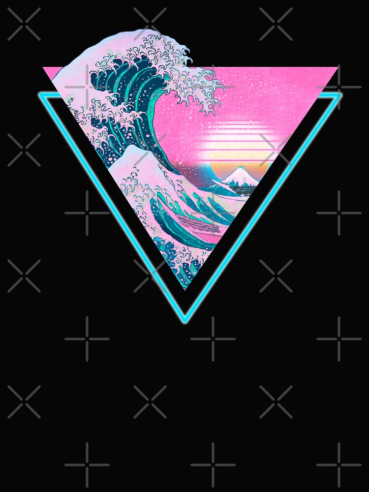Vaporwave Aesthetic Great Wave Retro Triangle by CoitoCG