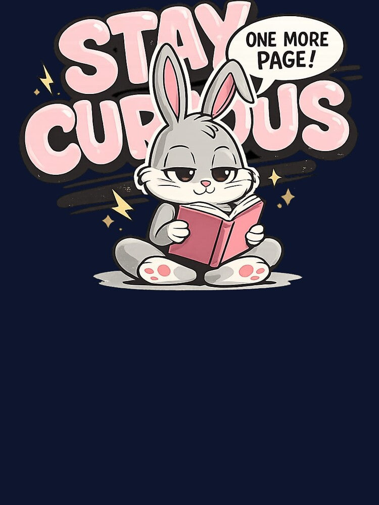 Stay Curious Bunny T-Shirts – Cute Reader Aesthetic Style by KDesignCrafts