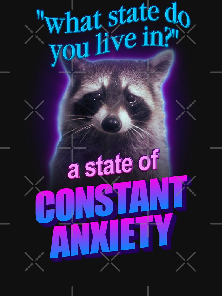 What state do you live in? a state of constant anxiety raccoon word art by snazzyseagull