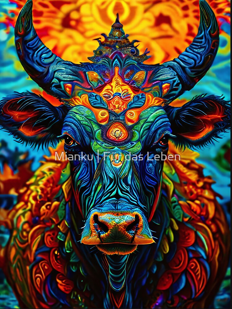 Psychedelic cow in vibrant colors by Mianku | Für das Leben