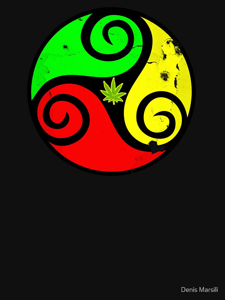 Reggae Rasta Love Vibes - Cool Cannabis Reggae Flag Design by Denis Marsili