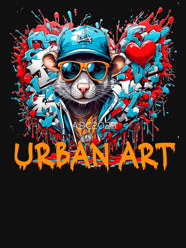 Urban heart graffiti with rat by PETS ABC