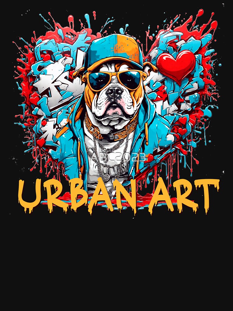Urban heart graffiti with bulldog by PETS ABC