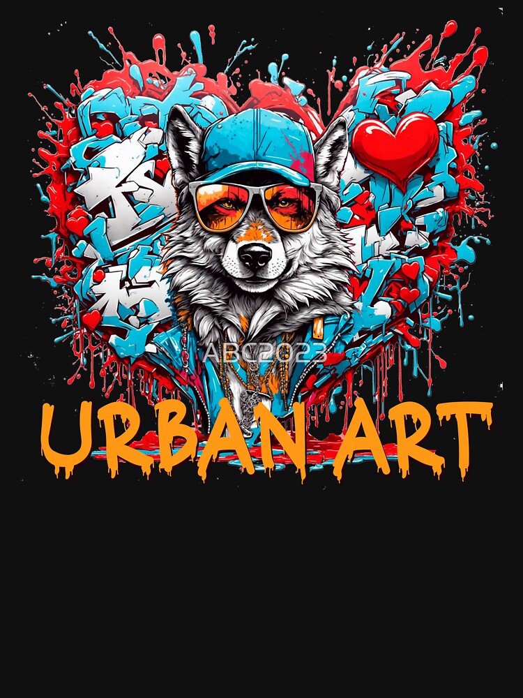 Urban heart graffiti with wolf by PETS ABC