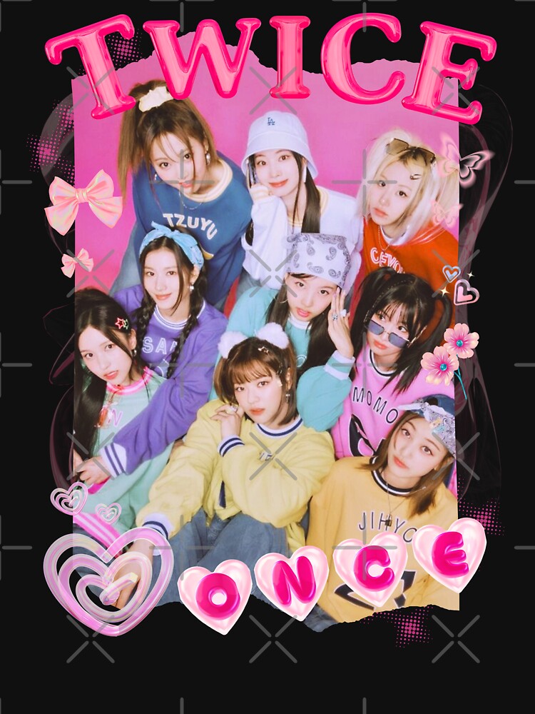 TWICE Kpop Girl Group Pink Collage Design by AJUNICE STUDIO