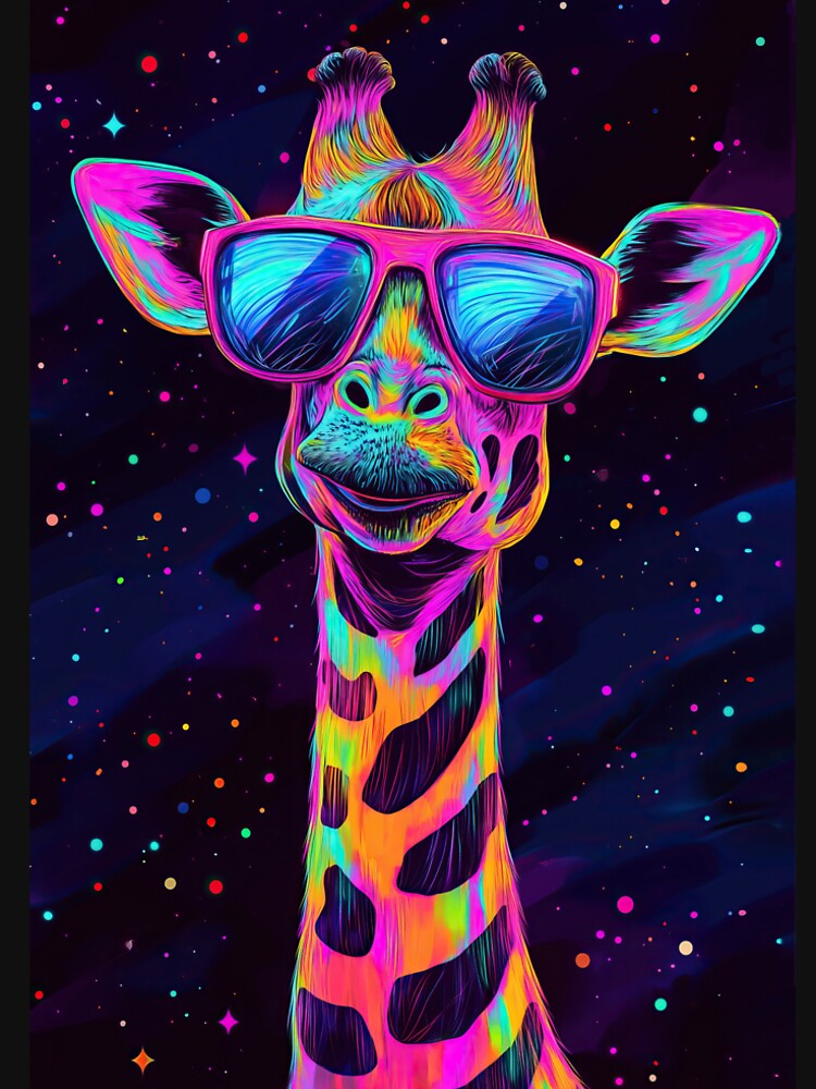 Cool Neon Colorful Giraffe - Coolest animal apparel by TheArtistOf2022
