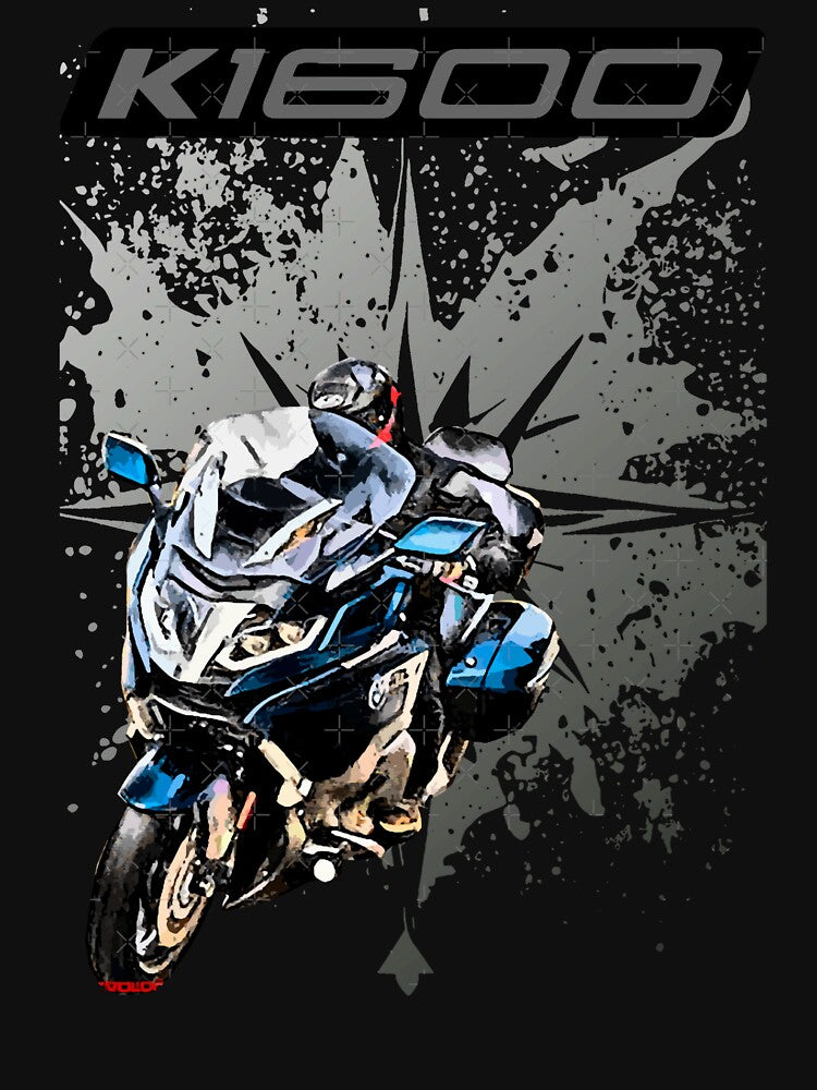 K1600 Grunge Motorcycle Rider Tee by FroggyBaBoy
