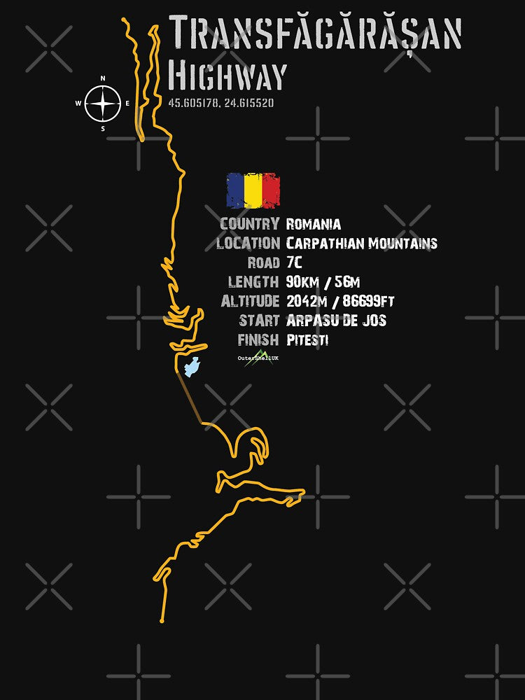 The Transfagarasan Highway Romania Upper Trail Sticker T-Shirt by OuterShellUK