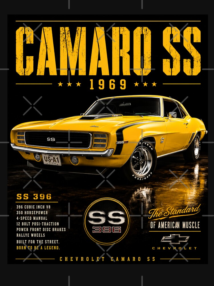 1969 Camaro SS Daytona Yellow Classic Muscle Car Art by TheArtOfCar