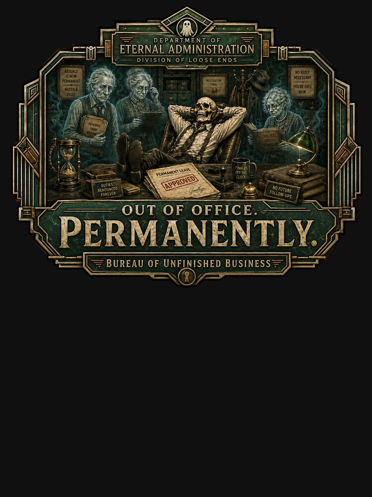 Out of Office. Permanently. – Paranormal Office Humor Design by Soft Panic Studio