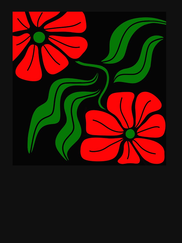 Red And Green Boho Flowers Minimalism Design by Sartoris Art