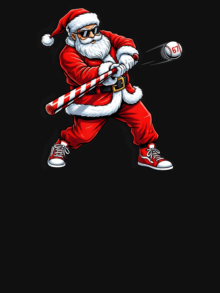 Christmas Baseball Santa Funny Holiday Sports Style by miaa-artistshop