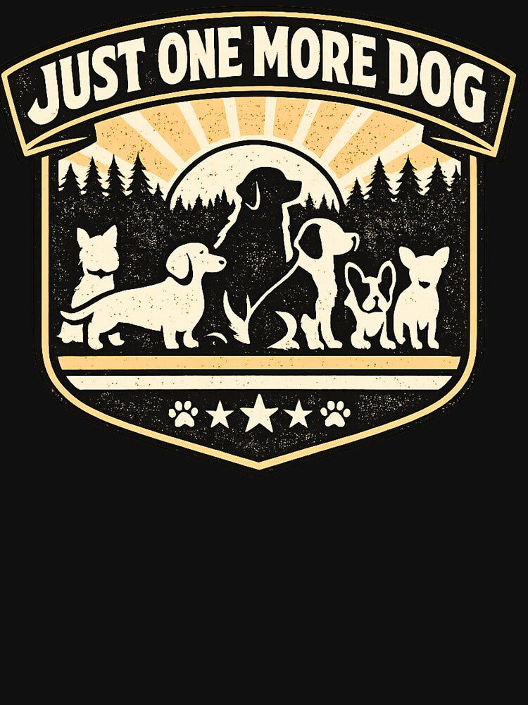 Just One More Dog Shirt – Funny Dog Lover Vintage Badge Graphic Tee for Dog Owners by AdicretorDesign