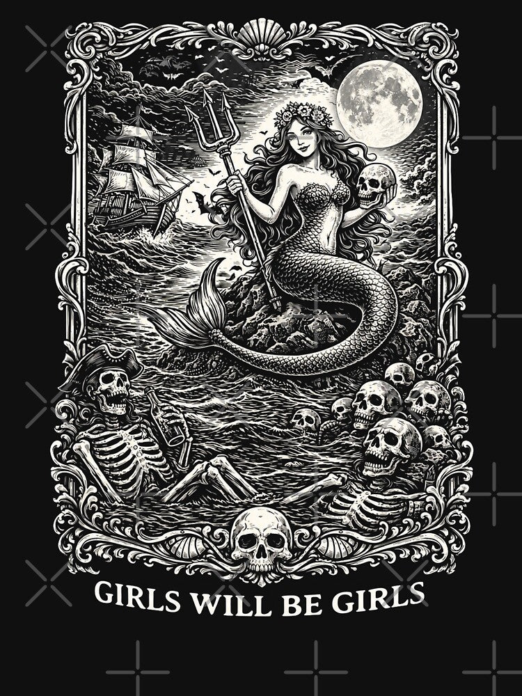 Girl Will Be Girls Female Mytical Mermaid Siren Funny Feminist by Blok45