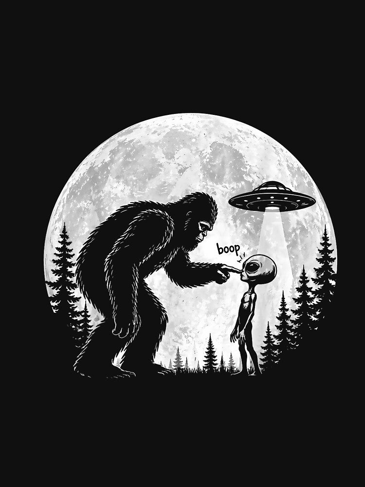 Funny Bigfoot Sasquatch Boop Nose Alien UFO Humor Men Women by FrankIsabel