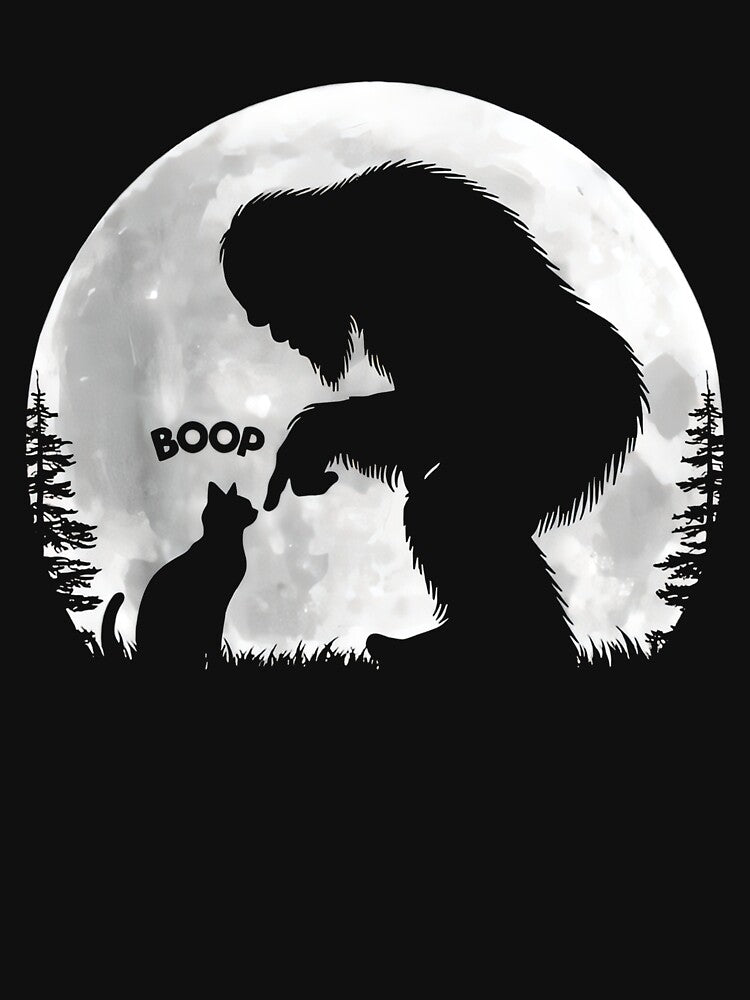 Bigfoot Boop Cat Funny Sasquatch Cat Moon Cute Meme by Tanjaberto