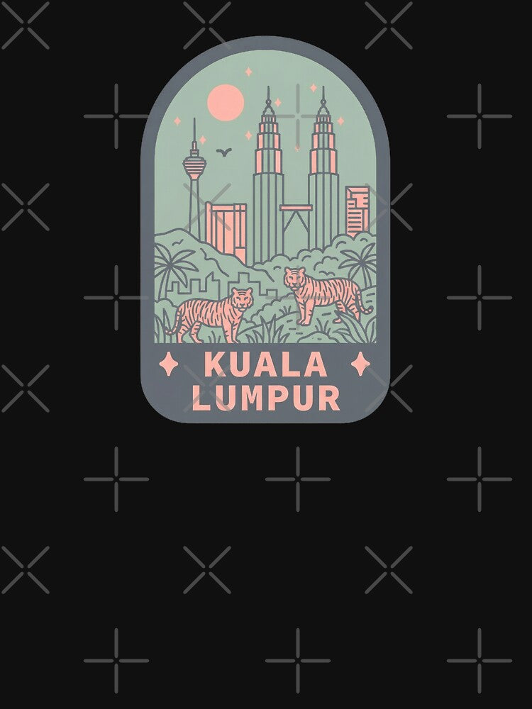 Kuala Lumpur Malaysia Retro Badge, Petronas Twin Towers Cityscape by InvestingRoad